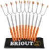 Riout Marshmallow Roasting Sticks 10 Pack Extra Long 45’’ Stainless Telescoping Hot Dog Smores Skewers Kids Safe Barbecue Forks For Campfire, Bonfire And Grill