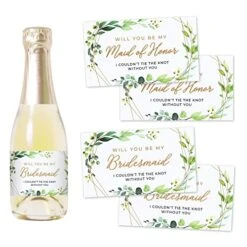 Set Of 10 Bridal Party Mini Champagne Labels, 8 Bridesmaid Labels And 2 Maid Of Honor Labels, Bridesmaid Proposal, Bridal Party Favors, Ideas, And Gifts