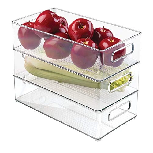 70530M3 Plastic Refrigerator And Freezer Storage Bin, Set Of 3, Clear, 3 Count & Fridge And Freezer Plastic Storage Organizer Tray With Handle, BPA-Free, Clear Drawer 8'' X 2'' X 14.5'', Clear 2 70530M3 Plastic Refrigerator And Freezer Storage Bin, Set Of 3, Clear, 3 Count & Fridge And Freezer Plastic Storage Organizer Tray With Handle, BPA-Free, Clear Drawer 8'' X 2'' X 14.5'', Clear - Image 2