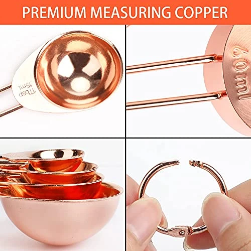 8 Pcs Measuring Cups And Spoons Set Intsun Stainless Steel Rose Gold Measuring Cups & Spoons With Engraved Marking Ruler For Measuring Dry & Liquid Ingredients Baking Cooking, Mixing & Food Processing 4 8 Pcs Measuring Cups And Spoons Set Intsun Stainless Steel Rose Gold Measuring Cups & Spoons With Engraved Marking Ruler For Measuring Dry & Liquid Ingredients Baking Cooking, Mixing & Food Processing - Image 4