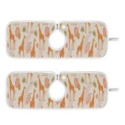 Kcldeci 2 Pack Faucet Mat Splash Guard For Kitchen Sink,Giraffe Pattern With Tropical Leaves 30x5 Inch Faucet Handle Drip Catcher Tray Absorbent Mat Fast Dry Mat For Kitchen, Bathroom