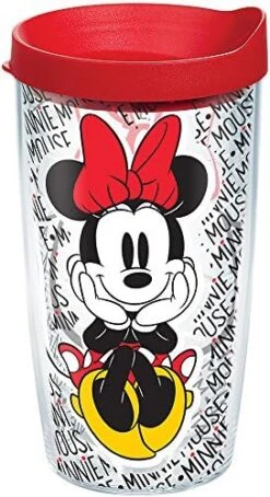 Tervis Disney - Minnie Mouse Name Pattern Tumbler With Wrap And Red Lid 16oz, Clear -Peugeot Shop 51BLCmMOICL. AC
