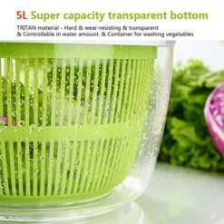 GUANGMING - Salad Spinner Dryer, Easily Spin To Wash And Dry Vegetables Roller Handle 5 Litres Large Lettuce Dryer Fast Dry Action, Non Slip Base,Green 11 GUANGMING - Salad Spinner Dryer, Easily Spin To Wash And Dry Vegetables Roller Handle 5 Litres Large Lettuce Dryer Fast Dry Action, Non Slip Base,Green -Peugeot Shop 51BMbAJ86jL
