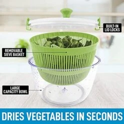 Hand Cranking Vegetables Dryer, Break Resistance Draining System ABS Fast Dehydration Lettuce Spinner For Kitchen -Peugeot Shop 51BNtmA9yML 1
