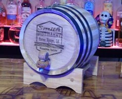 Personalized Engraved Authentic White American Oak Aging Barrels (2 Liter) - Wooden Barrels With Design Template For Aging Whiskey, Rum, Bourbon, Wine, & More | Customizable Design Template [RHB129]
