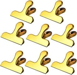 8 Pack Gold Bag Clips, Stainless Steel Chip Clips 3 Inches Heavy Duty Cute Metal Clips For Kitchen Food Snack Bags Air Tight(Gold) -Peugeot Shop 51BTDHmZqFL. AC