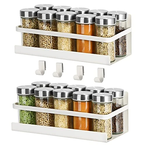 2 Pack Magnetic Spice Rack Seasoning Organizers Refrigerator Shelf W/ 4 Hooks Fridge Side Wall Mount Storage Rack Metal Jar Holder Utensils Towel Shelves Home Kitchen Organization Spice Stand -White 1 2 Pack Magnetic Spice Rack Seasoning Organizers Refrigerator Shelf W/ 4 Hooks Fridge Side Wall Mount Storage Rack Metal Jar Holder Utensils Towel Shelves Home Kitchen Organization Spice Stand -White