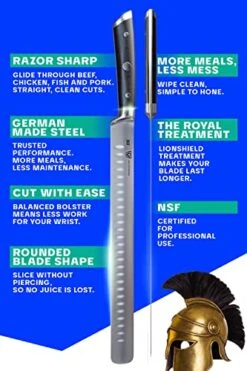 Slicing & Carving Knife - 12 Inch - Gladiator Series Elite - Granton Edge - Forged High-Carbon German Steel Kitchen Knife - G10 Handle - Razor Sharp - W/Sheath - NSF Certified -Peugeot Shop 51BYaQSu9EL