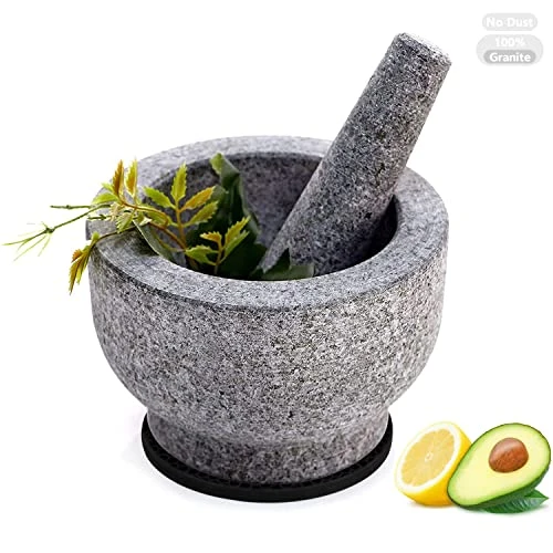 Mortar And Pestle Set, 8 Inch 4 Cups Unpolished Granite Grinder Bowl, Large Molcajete Mexicano Bowl Grinder Stone Handmade For Crushing/Grinding-Guacamole,Spices,Salsa And Pesto (Gray) 7 Mortar And Pestle Set, 8 Inch 4 Cups Unpolished Granite Grinder Bowl, Large Molcajete Mexicano Bowl Grinder Stone Handmade For Crushing/Grinding-Guacamole,Spices,Salsa And Pesto (Gray) - Image 7