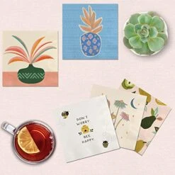Fanciful Fronds By Kristian Gallagher Beverage Napkins, Paper Everyday Cocktail Napkins, 10 In X 10 In (40 Pack) -Peugeot Shop 51BlPACxq3L