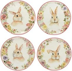 Easter Garden 8.5" Dessert/Salad Plate, Set Of 4 Assorted Designs, Multicolored -Peugeot Shop 51BlhkIZ3pL. AC