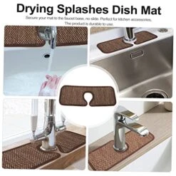 Uonlytech Faucet Protector Sink Water Catcher Mat Faucet Mat Countertop Draining Mat Washable Backsplash Guard Faucet Drip Catcher Cloth Drip Protector Coffee Flax Dish Pad Water Proof -Peugeot Shop 51BpglJM1TL