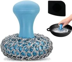 Cast Iron Scrubber + Pan Scraper, Upgraded Cast Iron Cleaner With Ergonomic Handle, Chainmail Scrubber For Cast Iron Pans And Skillets, Dishwasher Safe (Black, 1 Scrubber + 1 Scraper) 11 Cast Iron Scrubber + Pan Scraper, Upgraded Cast Iron Cleaner With Ergonomic Handle, Chainmail Scrubber For Cast Iron Pans And Skillets, Dishwasher Safe (Black, 1 Scrubber + 1 Scraper) -Peugeot Shop 51BvklYLaEL. AC