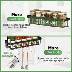 Warome Magnetic Spice Rack, Large Magnetic Shelf For Refrigerator, 4 Pack Super Strong Magnetic Fridge Organizer For Kitchen Organization And Storage, Metal Seasoning Organizer With Utility Hooks -Peugeot Shop 51Bxhvy2ZgL