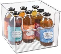 Modern Plastic Open Front Dip Storage Organizer Bin Basket For Kitchen Organization - Shelf, Cubby, Cabinet, And Pantry Organizing Decor - Ligne Collection - Clear -Peugeot Shop 51C7RqU2MLL. AC