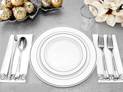 400pcs Silver Dinnerware Set,Silver Plastic Plates For Party,Disposable Wedding Dinnerware,Silver Plastic Cutlery,Silver Cups,Silver Napkins,Suit For Wedding,Birthday,Party -Peugeot Shop 51CEq0pUnzL