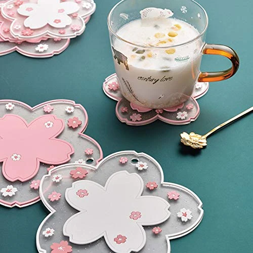 2 Pcs Silicone Coaster Cup Mat Cute Flower Coasters Non Slip Silicone Drink Cup Mat For Drinks PVC Tabletop Protection Mat Bowl Mat Heat Insulation Placemat (Large) 2 2 Pcs Silicone Coaster Cup Mat Cute Flower Coasters Non Slip Silicone Drink Cup Mat For Drinks PVC Tabletop Protection Mat Bowl Mat Heat Insulation Placemat (Large) - Image 2