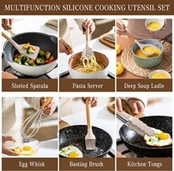 Kitchen Utensils Set, 33 Pcs Non-Stick Silicone Cooking Utensils Set, Heat-Resistant Silicone, Wooden Utensils For Cooking, Kitchen Gadgets Spatula Set, Apartment Essentials Kitchen Set (Khaki) -Peugeot Shop 51CKuIwfA2L