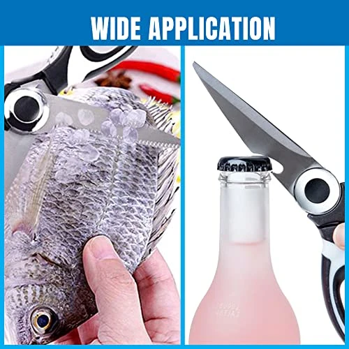 Kitchen Scissors Heavy Duty Sharp Herb Scissors, Multipurpose Cooking Scissors, Utility Stainless Steel Scissor, Kitchen Shears For Chicken Poultry Fish Meat Vegetables Herbs BBQ Nuts (Black & White) 5 Kitchen Scissors Heavy Duty Sharp Herb Scissors, Multipurpose Cooking Scissors, Utility Stainless Steel Scissor, Kitchen Shears For Chicken Poultry Fish Meat Vegetables Herbs BBQ Nuts (Black & White) - Image 5