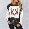 Crewneck Sweatshirts For Women Cute Loose Tops Sweatshirts Long Sleeve Plus Size Christmas Print Pullover Top Streetwear
