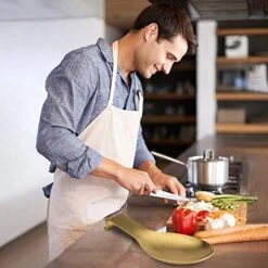 Stainless Steel Spoon Rest, Spatula Ladle Holder, Stainless Steel Utensil Spoon Rest Holder, Brushed Finish, Dishwasher Safe 9.8 X 3.7 Inch (Gold 1PC) -Peugeot Shop 51CYh1Q9TAL