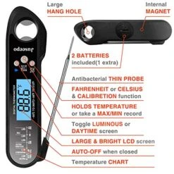 Instant Read Waterproof Meat Thermometer - 2s Instant Read Ultra Fast Cooking Thermometer With Backlight & Calibration.Best Kitchen Food Thermometer For Cooking, Outdoor Grill And BBQ(Black) -Peugeot Shop 51CZXL5NxoL