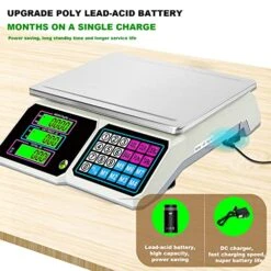 Price Computing Scale, MEIYA Digital Food Commercial Meat Deli Scale 66lb/30kg, Electronic Scale For Farmers Markets, Retail Outlets, Supermarkets, Upgrade Lead-Acid Battery, Stainless Steel Platform… -Peugeot Shop 51CgK0rY0wL