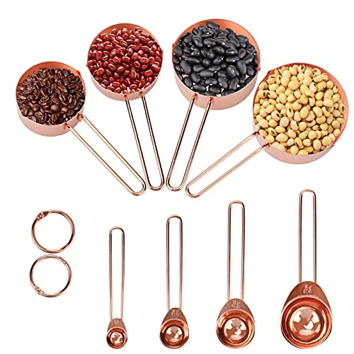 8 Pcs Measuring Cups And Spoons Set Intsun Stainless Steel Rose Gold Measuring Cups & Spoons With Engraved Marking Ruler For Measuring Dry & Liquid Ingredients Baking Cooking, Mixing & Food Processing 1 8 Pcs Measuring Cups And Spoons Set Intsun Stainless Steel Rose Gold Measuring Cups & Spoons With Engraved Marking Ruler For Measuring Dry & Liquid Ingredients Baking Cooking, Mixing & Food Processing