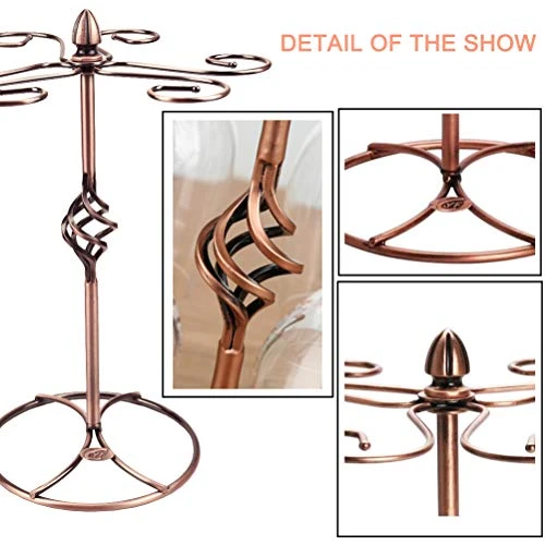 Wine Glass Rack, Countertop Wine Glass Holder, Elegant Freestanding Tabletop Stemware Storage Rack/Wine Glass Stand Racks Holder With 6 Hooks Kitchen Glasses Accessories For Home Bar Storage, Stemware Racks, Bronze 3 Wine Glass Rack, Countertop Wine Glass Holder, Elegant Freestanding Tabletop Stemware Storage Rack/Wine Glass Stand Racks Holder With 6 Hooks Kitchen Glasses Accessories For Home Bar Storage, Stemware Racks, Bronze - Image 3