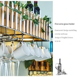 Ceiling Decorative Hanger Hanging Wine Rack, Comes With Led Light, Fits Most Wine Glasses, Also Creative Bookshelf Flower Pot Rack (Size : 60X20X21CM) -Peugeot Shop 51D3xbxB3dL 1