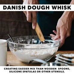 RBLUE Premium Danish Dough Whisk - 2 Pack LARGE 13.5" Dutch Whisk With Stainless Steel Ring - Danish Whisk For Bread, Pastry Or Pizza Dough - Baking Tool Alternative To A Blender, Mixer Or Hook -Peugeot Shop 51D4JfVYGlL