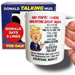 ALKING Donald Trump Mug In REAL VOICE, Novelty Funny Fathers Day Gifts, Funny Dad Gifts, Fathers Day Mug, Fathers Day Coffee Mug, Trump Fathers Day Gift, Donald Trump Gifts, Trump Coffee Mug For Dad