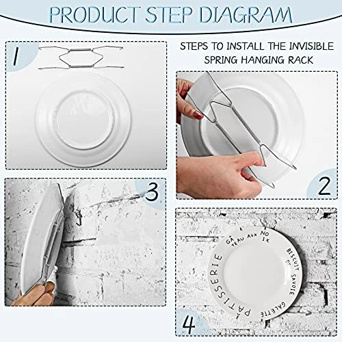 12 Pieces Plate Hangers 6, 8, 10 Inches Wall Invisible Plate Hangers Stainless Decorative Wire Plate Hangers With 12 Pieces Hangers Hook With Nails For Decorative Plates (Silver) 4 12 Pieces Plate Hangers 6, 8, 10 Inches Wall Invisible Plate Hangers Stainless Decorative Wire Plate Hangers With 12 Pieces Hangers Hook With Nails For Decorative Plates (Silver) - Image 4