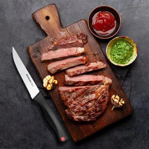 Steak Knife, Steak Knives Set Of 6 With Sheath, Astercook Dishwasher Safe High Carbon Stainless Steel Steak Knife With Cover, Black 2 Steak Knife, Steak Knives Set Of 6 With Sheath, Astercook Dishwasher Safe High Carbon Stainless Steel Steak Knife With Cover, Black - Image 2