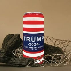 Trump 2024 Take America Back 2pcs Slim Can Cooler,Neoprene Beer Cooler Beer Holders Perfect For 12oz Slim Cans Like Red Bull, White Claw, Slim Beer And Spiked Seltzer Water (Red 2) -Peugeot Shop 51DHoqPsKHS