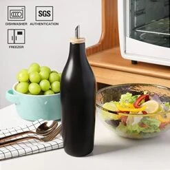 Ceramic Olive Oil Dispenser Bottle, Opaque Oil Cruet Protects Oil To Reduce Oxidation, Suitable For Storage Of Oil, Vinegar, Coffee Syrups & Other Liquids 17 Fl Oz, Pack Of 1(Black) 12 Ceramic Olive Oil Dispenser Bottle, Opaque Oil Cruet Protects Oil To Reduce Oxidation, Suitable For Storage Of Oil, Vinegar, Coffee Syrups & Other Liquids 17 Fl Oz, Pack Of 1(Black) -Peugeot Shop 51DHyhr1BHL