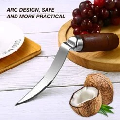 UPKOCH 1PC Coconut Tool Coconut Meat Remover Durable Wooden Handle Stainless Steel Coconut Opener Scraper Knife For Kitchen Home -Peugeot Shop 51DItAO2rrL