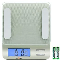 Weight 207 Digital Kitchen Multifunction Food Scale For Cooking With Large Back-lit LCD Display,Easy To Clean With Precision Measuring,Tempered Glass (Silver)