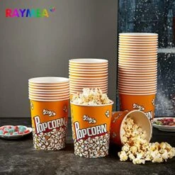 Popcorn Buckets Disposable 32oz Retro Style Paper Leak Proof Popcorn Containers Popcorn Bowls For Family Movie Night & Party - 10 Pack -Peugeot Shop 51DREu9Ew1L