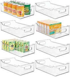 MDesign Slim Stackable Plastic Storage Organization Bin With Handles For Kitchen Cabinet, Pantry, Shelf, Refrigerator, Home Organizer For Fruit, Potatoes, Onions, Drinks, Snacks, Pasta, 8 Pack, Clear -Peugeot Shop 51DSx4OkvXL. AC