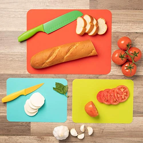 Plastic Cutting Boards For Kitchen - Color Coded Chopping Board Set - Flexible Cutting Mats For Meat & Vegetables - Dishwasher Safe, Non-Slip, BPA Free (8-Pack Multicolor, Mixed Size) 4 Plastic Cutting Boards For Kitchen - Color Coded Chopping Board Set - Flexible Cutting Mats For Meat & Vegetables - Dishwasher Safe, Non-Slip, BPA Free (8-Pack Multicolor, Mixed Size) - Image 4