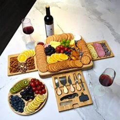 HEITICUP Large Cheese Board, Bamboo Charcuterie Boards House Warming Gifts With Knife Set, Mother's Day, Unique Wedding Registry Items Birthday Gifts For Women -Peugeot Shop 51DosJ9bCPL