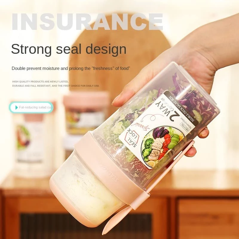 Salad Meal Shaker Cup Fresh Salad Cup To Go,Portable Fruit And Vegetable Salad Cups Container With Fork & Salad Dressing Holder (L) 3 Salad Meal Shaker Cup Fresh Salad Cup To Go,Portable Fruit And Vegetable Salad Cups Container With Fork & Salad Dressing Holder (L) - Image 3