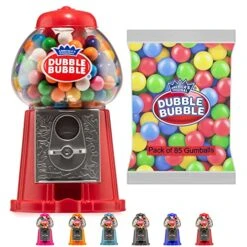 Gumball Machine For Kids 8.5" - Coin Operated Bubble Gum Machine And Toy Bank - Candy Machine Dispenser Includes 85 Gum Balls - Great Candy Dispenser Machine Gift Toys For Girls And Boys - 8.5" (Red)