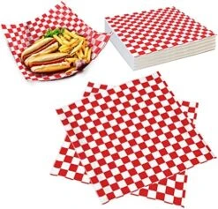 Deli Paper Sheets Sandwich Wrap Paper - 12x12" Food Wrapping Grease Resistant Checkered Liner Papers, Perfect For Restaurants, Barbecues, Picnics, Parties, Kids Meals, Outdoors - 250 Sheets -Peugeot Shop 51Dun8tpL. AC