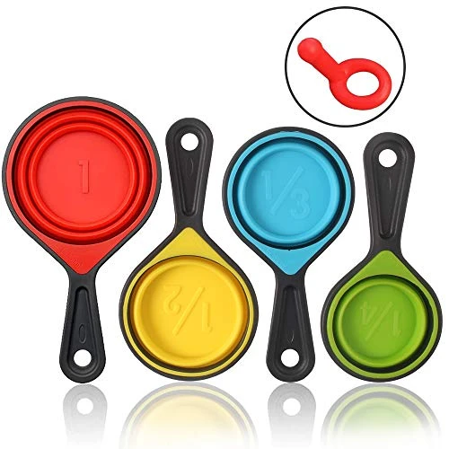 Collapsible Measuring Cups And Spoons - Portable Food Grade Silicone For Liquid & Dry Measuring, 8 Piece Set Kitchen Measuring Tool 2 Collapsible Measuring Cups And Spoons - Portable Food Grade Silicone For Liquid & Dry Measuring, 8 Piece Set Kitchen Measuring Tool - Image 2
