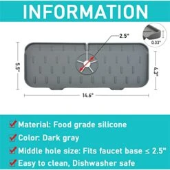 Silicone Sink Faucet Mat For Kitchen Sink Splash Guard, Kitchen Guard Silicone Faucet Handle Drip Catcher Tray Bathroom Faucet Water Catcher Mat Sink Draining Pad Behind Faucet Drip Protector -Peugeot Shop 51DyaLFcECL