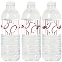 R Up - Baseball - Baby Shower Or Birthday Party Water Bottle Sticker Labels - Set Of 20