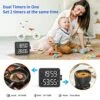 Dual Kitchen Timer - Dual Channels Countdown Stopwatch With LED Display, Adjustable Volume And Brightness, Magnetic Digital Timer For Cooking, School, Classroom