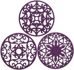 Silicone Trivet ME.FAN 3 Set Silicone Trivet Mat - Multi-Use Intricately Carved Insulated Flexible Durable Non Slip Coasters (Black) -Peugeot Shop 51E2Jm8mxYL. AC